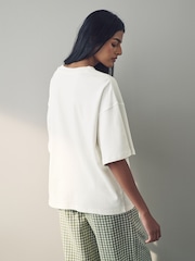 White Oversized Relaxed Fit Boxy Heavyweight Crew Neck T-Shirt - Image 3 of 8