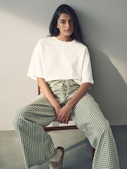 White Oversized Relaxed Fit Boxy Heavyweight Crew Neck T-Shirt - Image 4 of 8