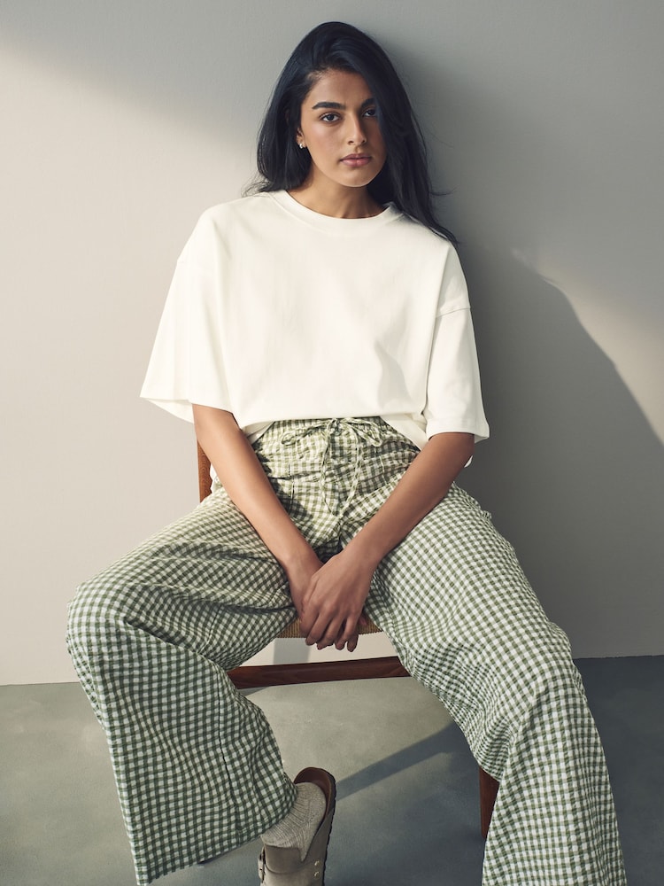 White Oversized Relaxed Fit Boxy Heavyweight Crew Neck T-Shirt - Image 4 of 8