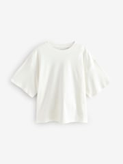 White Oversized Relaxed Fit Boxy Heavyweight Crew Neck T-Shirt - Image 6 of 8