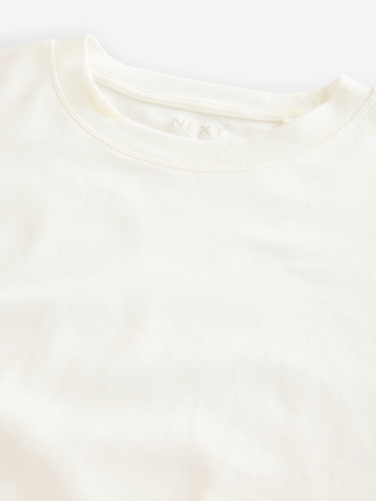 White Oversized Relaxed Fit Boxy Heavyweight Crew Neck T-Shirt - Image 7 of 8