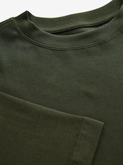 Forest Green 100% Cotton Relaxed Fit Heavyweight Longline Crew Neck T-Shirt - Image 7 of 8