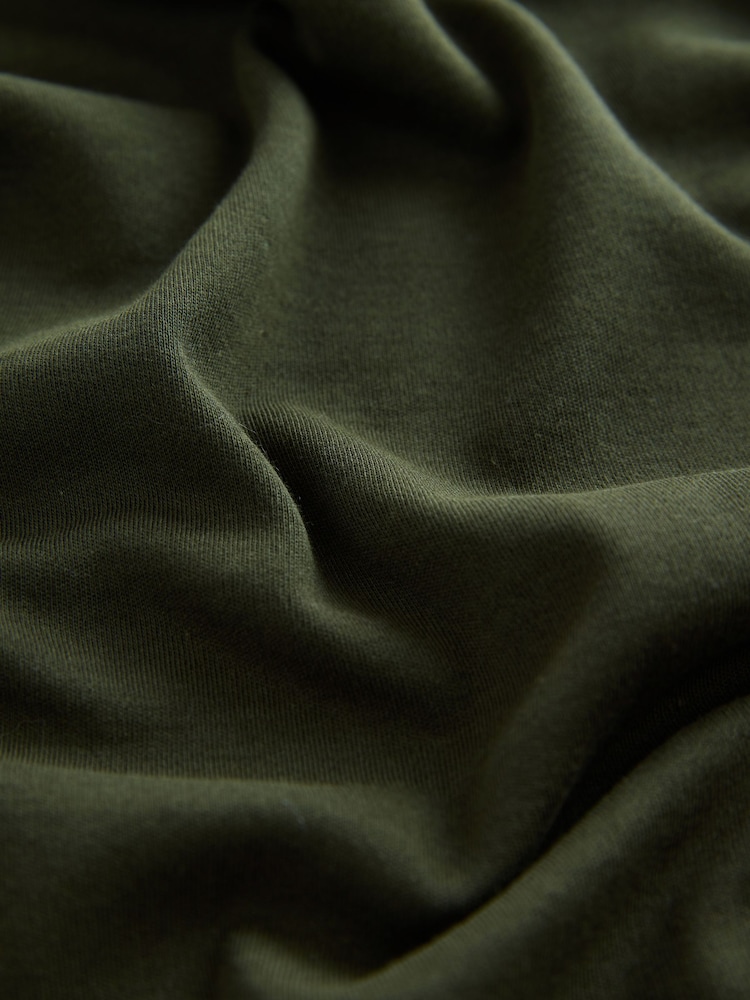 Forest Green 100% Cotton Relaxed Fit Heavyweight Longline Crew Neck T-Shirt - Image 8 of 8