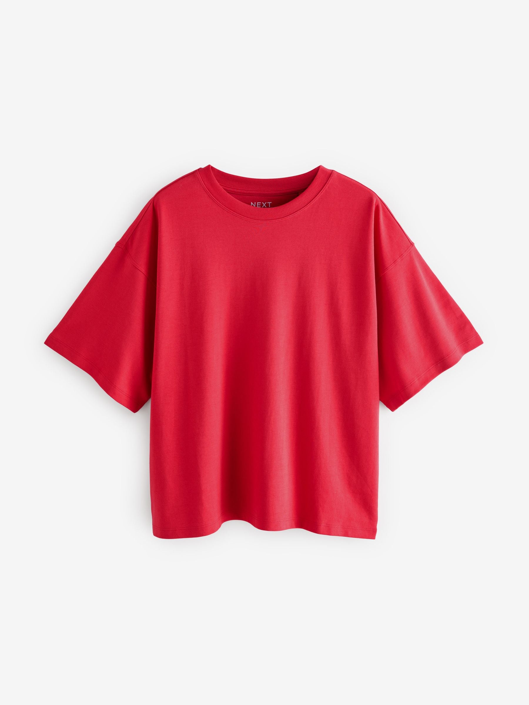 Buy Red Oversized Relaxed Fit Boxy Heavyweight Crew Neck T