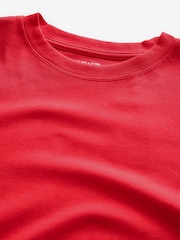 Red Oversized Relaxed Fit Boxy Heavyweight Crew Neck T-Shirt - Image 6 of 7