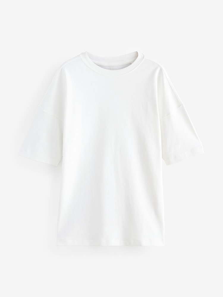 Blanc - T-shirt 100% coton décontracté épais à col rond - Image 5 of 7
