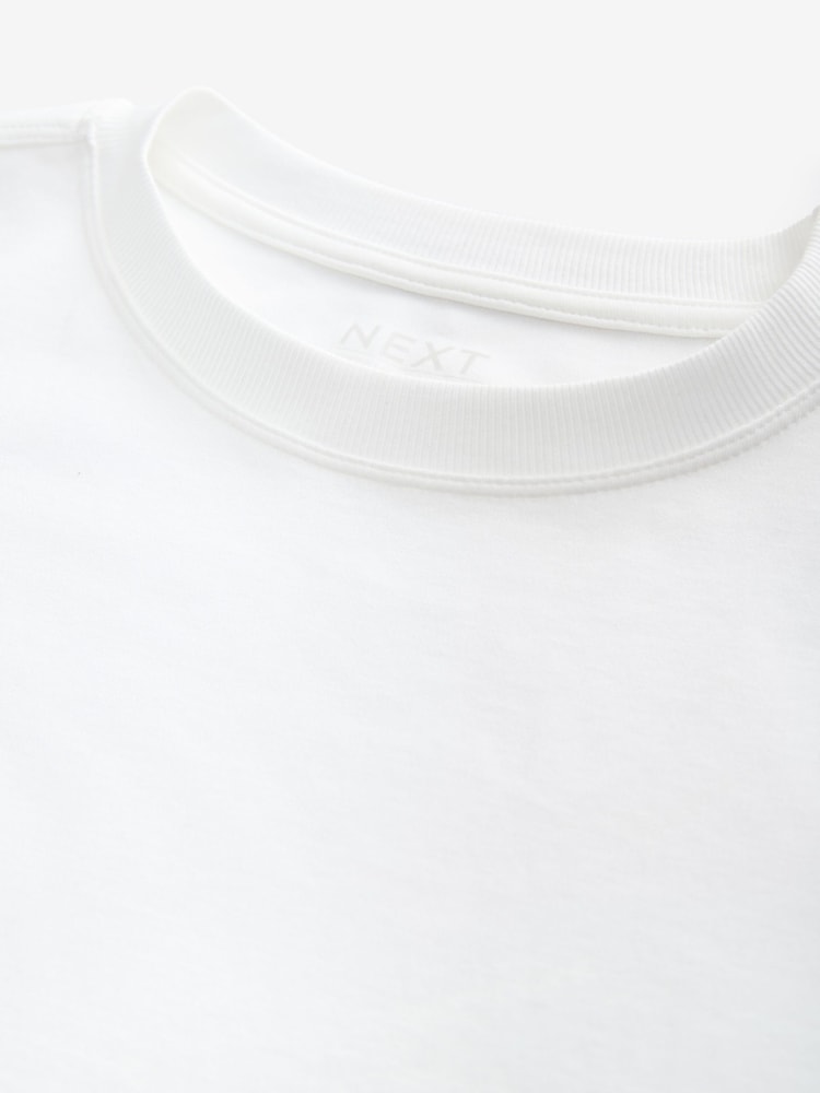 White 100% Cotton Relaxed Fit Heavyweight Longline Crew Neck T-Shirt - Image 7 of 7