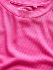 Rosa frambuesa - Camiseta de manga corta de canalé con diseño suave al tacto con TENCEL™ Lyocell - Imagen 6 de 7