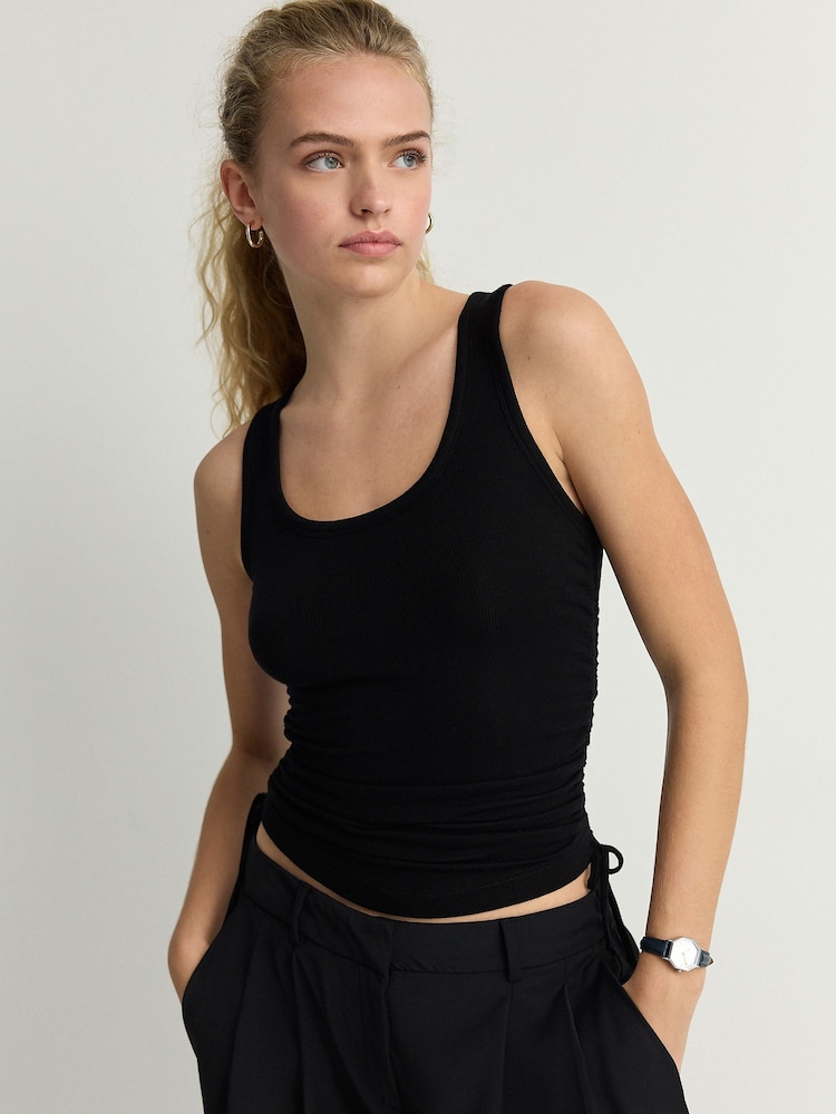 Black Ruched TENCEL™ Vest - Image 1 of 8
