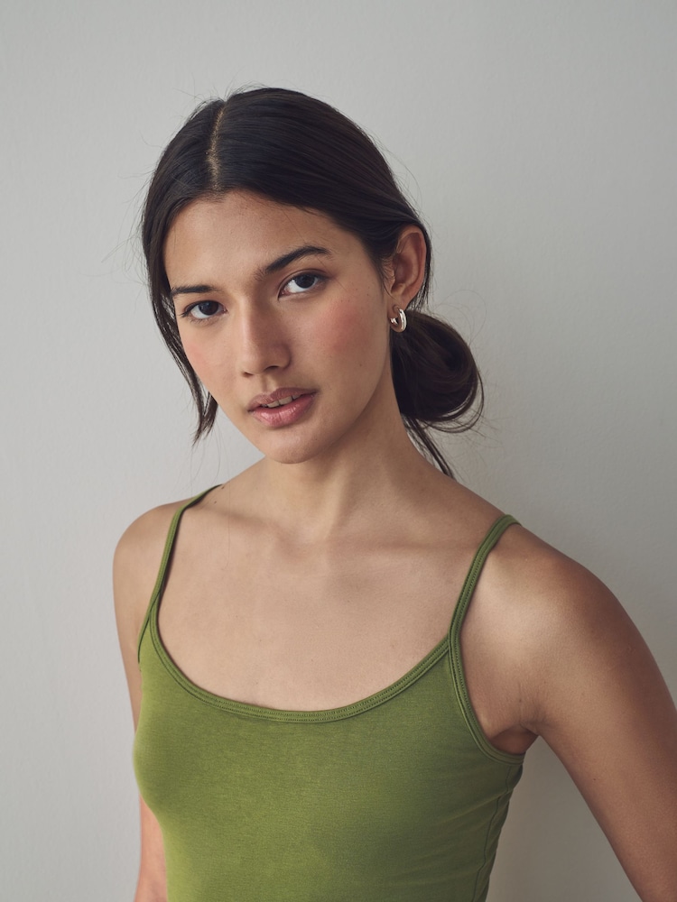 Olive Green Thin Strap Vest - Image 4 of 7