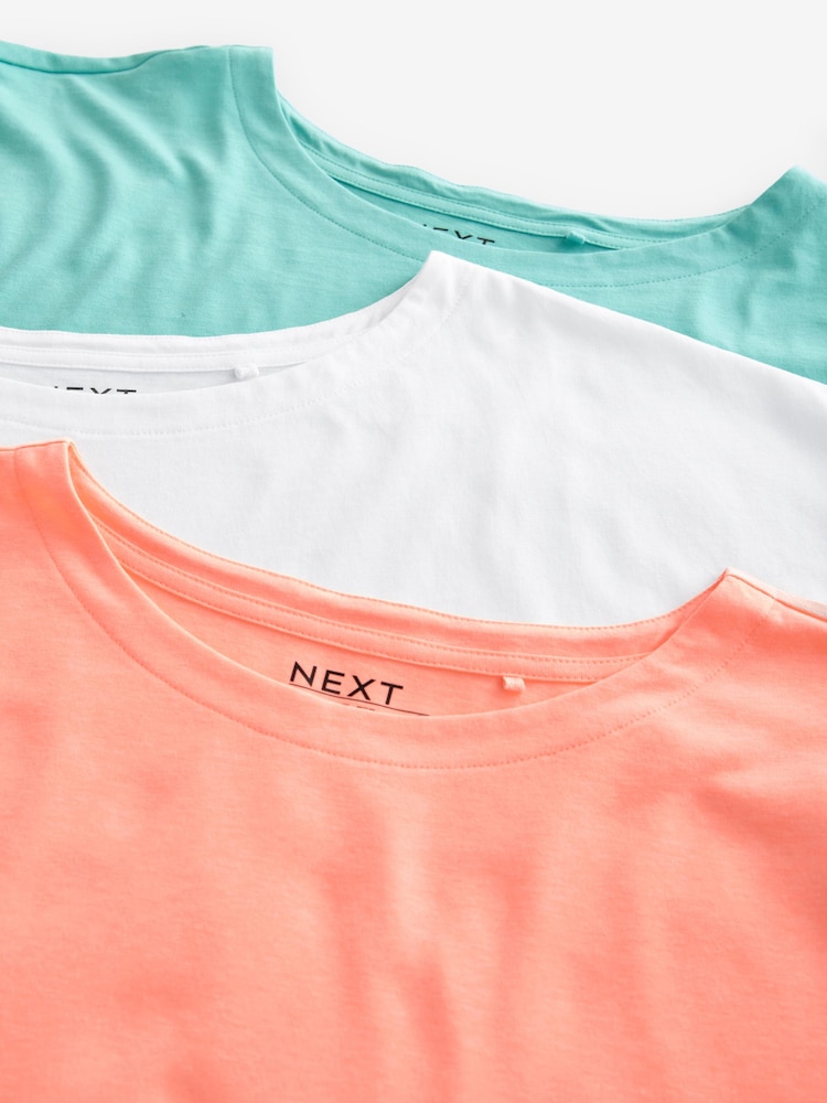 White/Blue/Orange Cap Sleeve 100% Cotton T-Shirts 3 Pack - Image 11 of 12