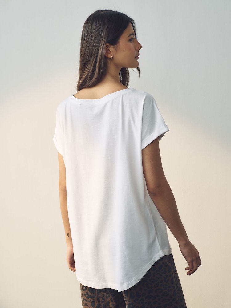 White/Blue/Orange Cap Sleeve 100% Cotton T-Shirts 3 Pack - Image 5 of 12