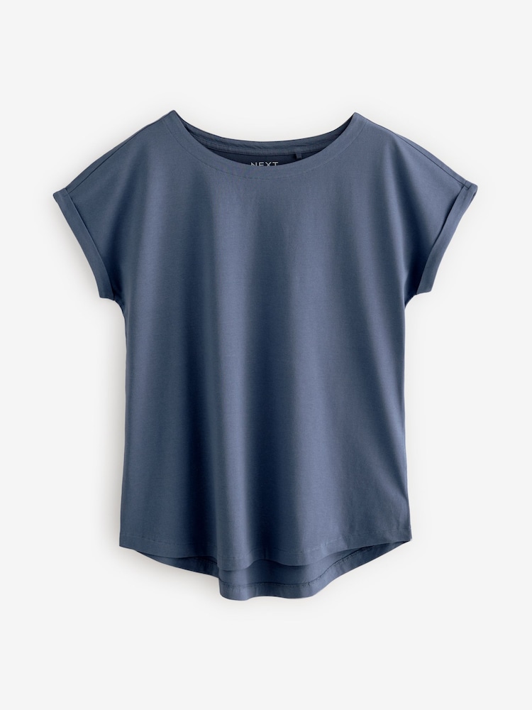 Ecru/Taupe/Brown/Blue/Yellow Cap Sleeve T-Shirts 5 Pack - Image 10 of 12