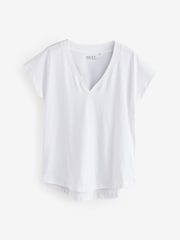 White/Grey/Khaki/Rust/Brown V-Neck Cap Sleeve 100% Cotton T-Shirts 5 Pack - Image 2 of 7