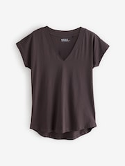 White/Grey/Khaki/Rust/Brown V-Neck Cap Sleeve 100% Cotton T-Shirts 5 Pack - Image 6 of 7