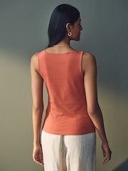 Brown/Ecru/Rust Square Neck Vest 3 Pack - Image 4 of 10