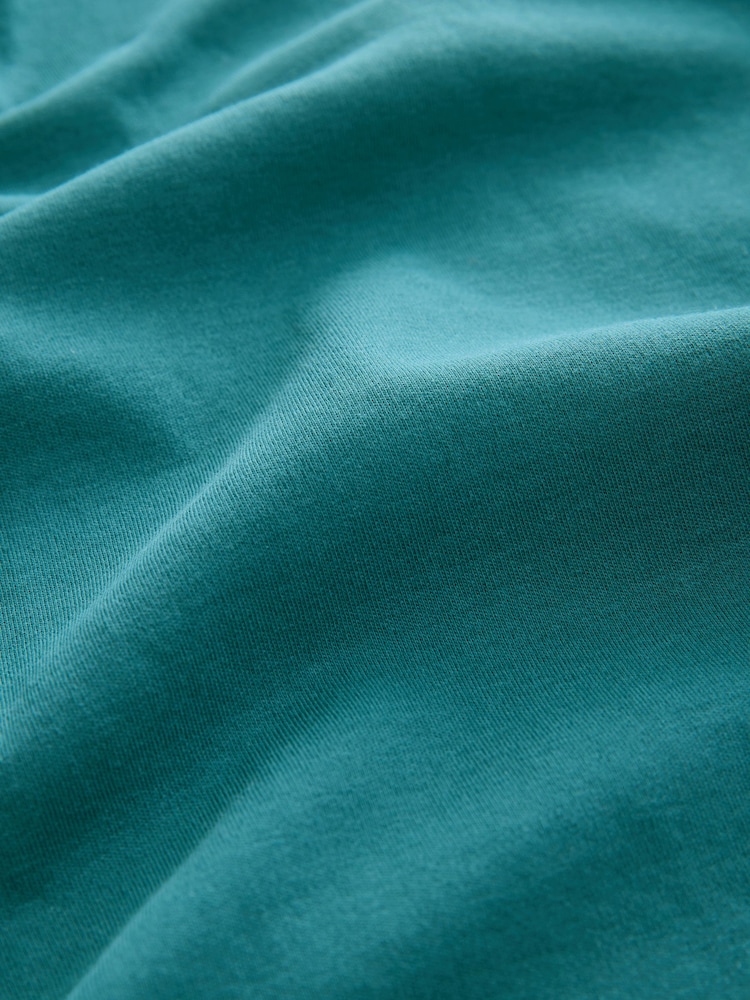 Teal/Ecru/Blue Boxy Oversized Relaxed Fit Heavyweight Crew Neck T-Shirt - Image 10 of 10