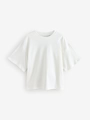 Teal/Ecru/Blue Boxy Oversized Relaxed Fit Heavyweight Crew Neck T-Shirt - Image 8 of 10