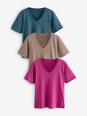 Red/Teal Modal Slouch Short Sleeve T-Shirt 3 Pack - Image 1 of 12
