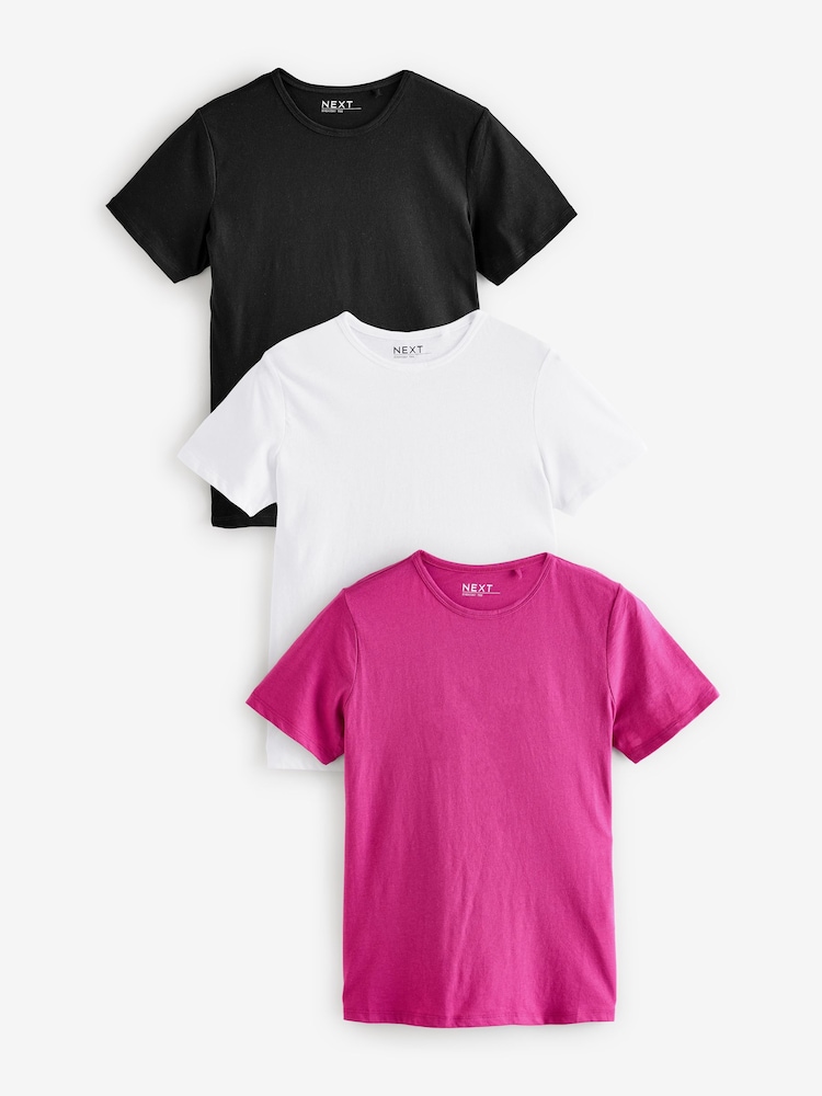 Blauw/wit/framboosroze - Everyday T-Shirts 3 Pack - Image 1 of 9