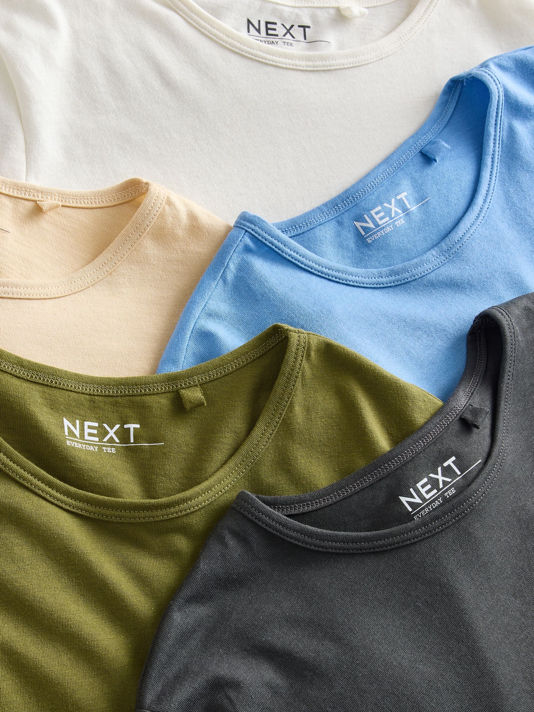 新作BASIC CREW NECK PACK TEE Buy Blue/Grey/Ecru/Green/Neutral Crew Neck Cotton Rich T-Shirts 5