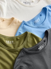 Blue/Shale/White/Black/Khaki Crew Neck Cotton Rich T-Shirt 5 Pack - Image 10 of 11