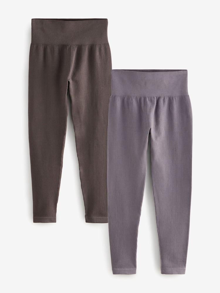 Multi Ribbed High Waist Leggings 2 Pack - Image 1 of 8