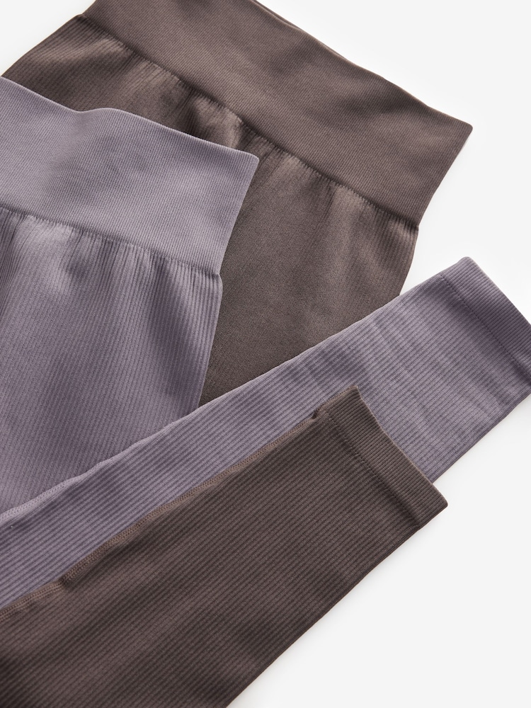 Multi - Lot de Leggings taille haute côtelés 2 - Image 7 of 8