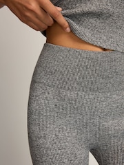 Black/Grey Ribbed High Waist Leggings 2 Pack - Image 4 of 9