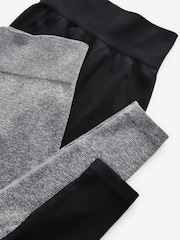 Black/Grey Ribbed High Waist Leggings 2 Pack - Image 8 of 9