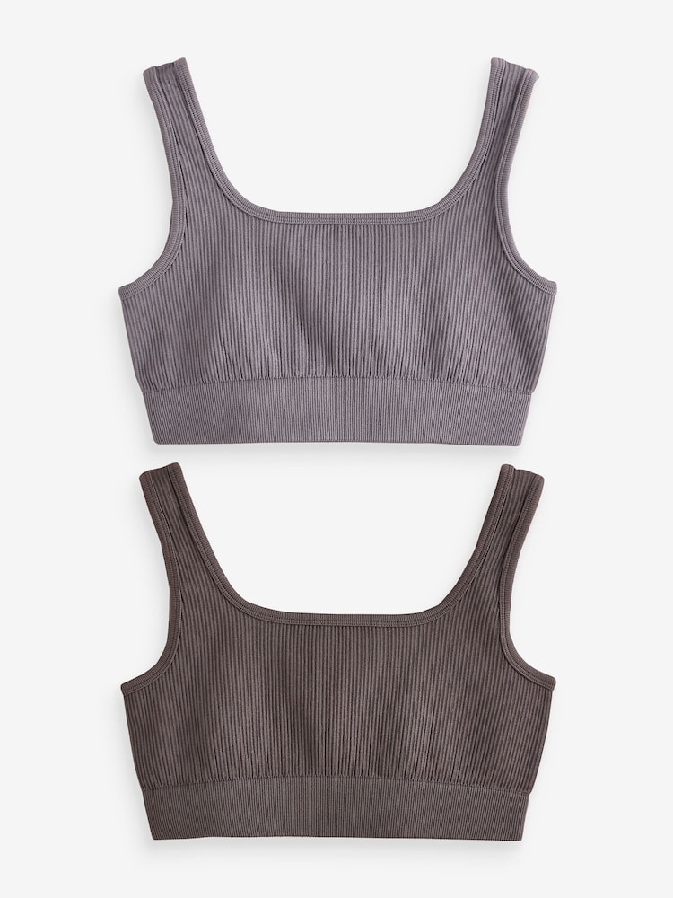 Multi Ribbed Bra Tops 2 Pack - Image 1 of 4