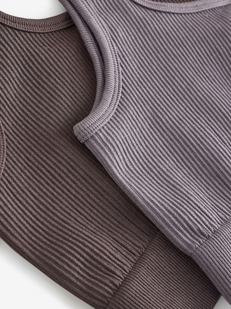 Multi Ribbed Bra Tops 2 Pack - Image 4 of 4