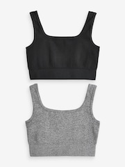 Multi Black Ribbed Bra Tops 2 Pack - Image 1 of 9