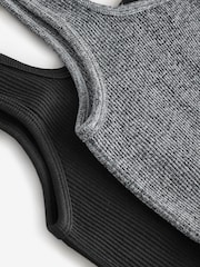 Multi Black Ribbed Bra Tops 2 Pack - Image 9 of 9