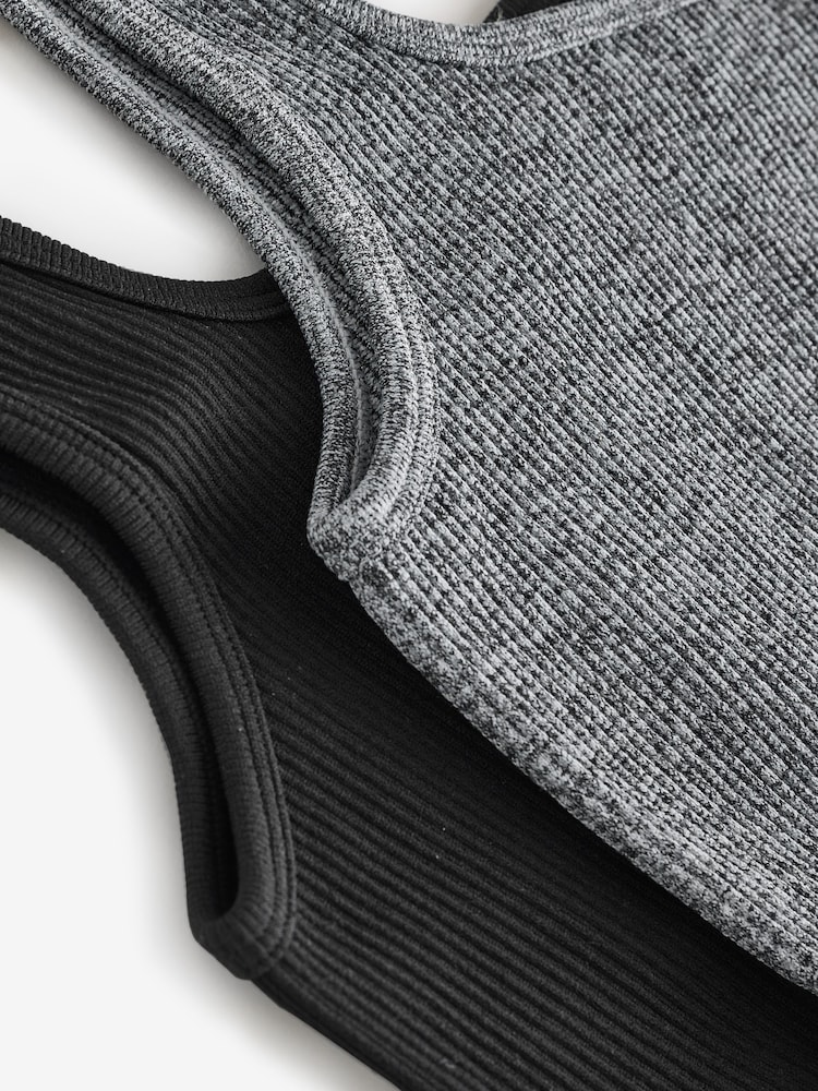 Multi Black Ribbed Bra Tops 2 Pack - Image 9 of 9