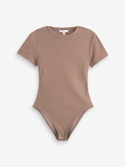 White/Brown/Monochrome Ribbed T-Shirt Bodysuits 3 Pack - Image 8 of 11