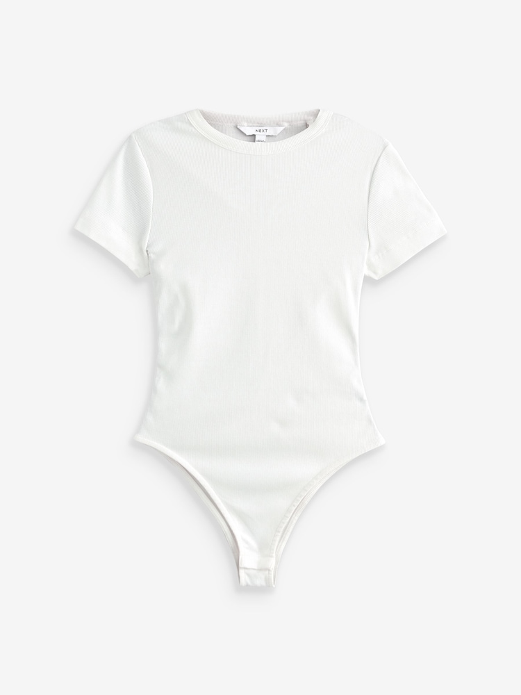 White/Brown/Monochrome Ribbed T-Shirt Bodysuits 3 Pack - Image 9 of 11
