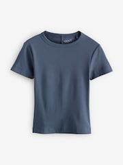 Blue/Green/White Ribbed Short Sleeve T-Shirts 3 Pack - Image 7 of 11