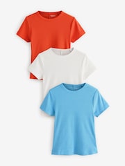 Multi Ribbed Short Sleeve T-Shirts 3 Pack - Image 1 of 6