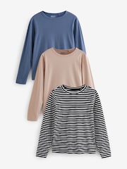 Multi 100% Cotton Long Sleeve T-Shirts 3 Pack - Image 1 of 11
