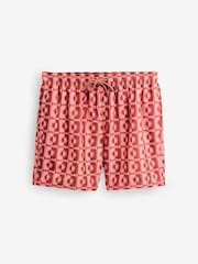 Coral Pink Sun Geometric Printed Swim Shorts - Image 7 of 11