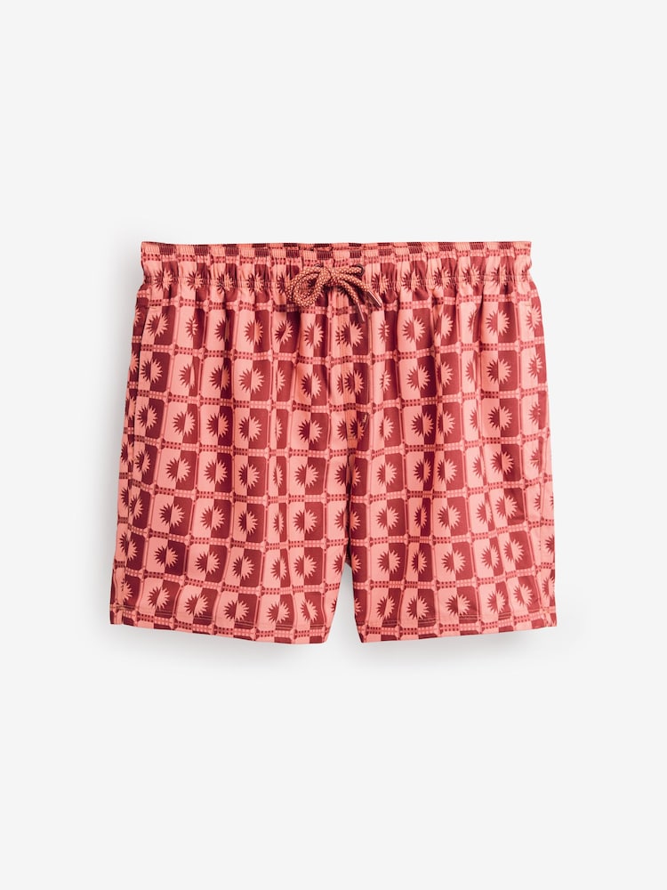 Coral Pink Sun Geometric Printed Swim Shorts - Image 7 of 11