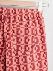 Coral Pink Sun Geometric Printed Swim Shorts - Image 9 of 11