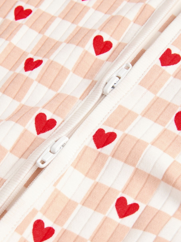Cream Heart Valentines Two Way Zip Baby 100% Cotton Sleepsuits 3 Pack (0-2yrs) - Image 12 of 12