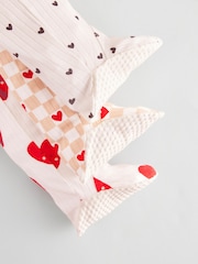 Cream Heart Valentines Two Way Zip Baby 100% Cotton Sleepsuits 3 Pack (0-2yrs) - Image 8 of 12