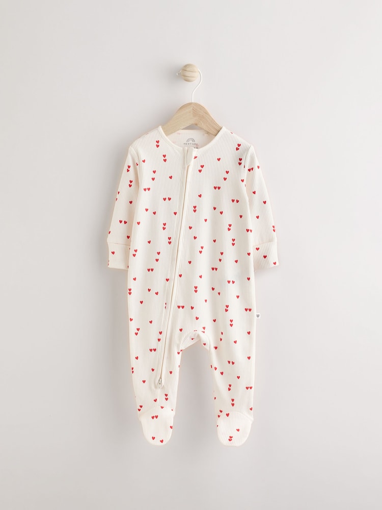 Cream Heart Baby Valentines 100% Cotton Sleepsuit (0-2yrs) - Image 1 of 7