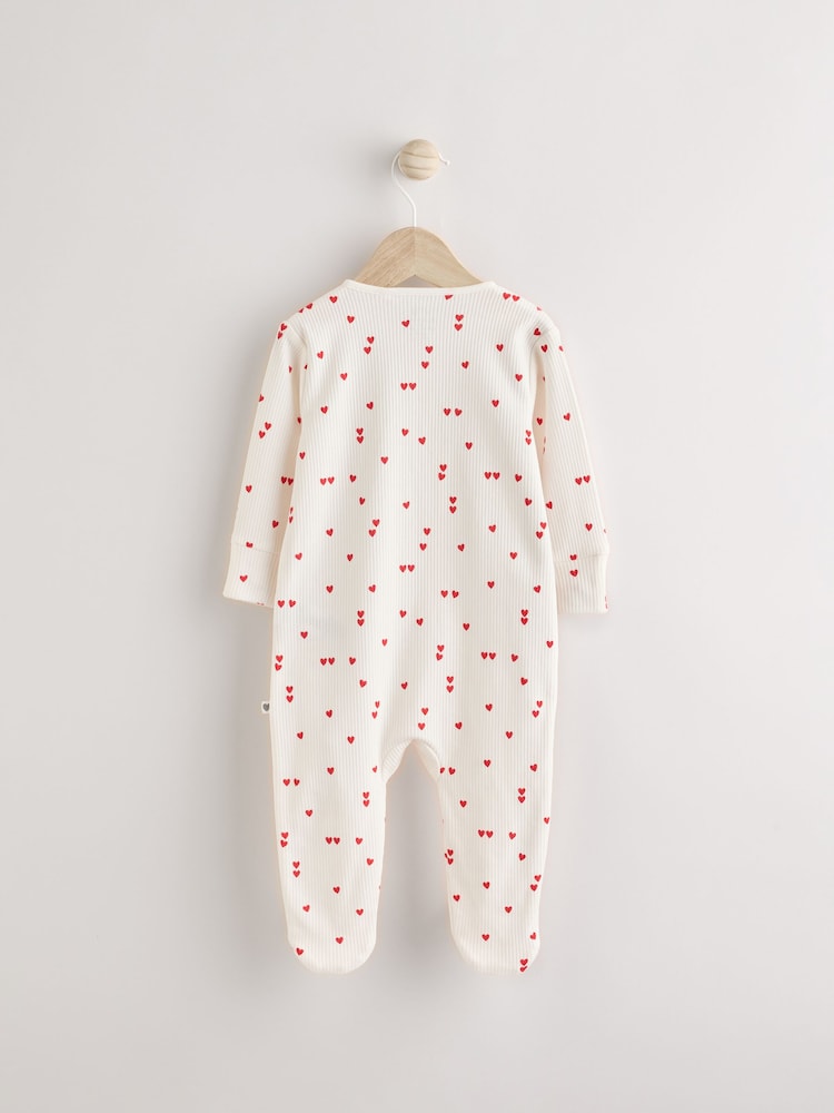Cream Heart Baby Valentines 100% Cotton Sleepsuit (0-2yrs) - Image 2 of 7