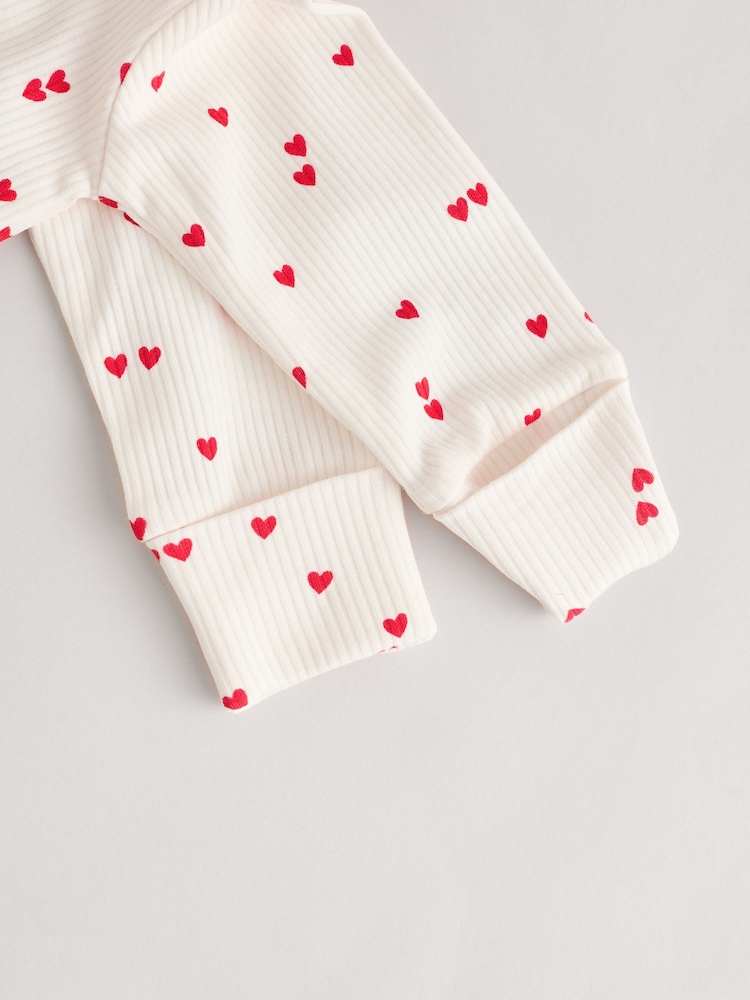 Cream Heart Baby Valentines 100% Cotton Sleepsuit (0-2yrs) - Image 7 of 7