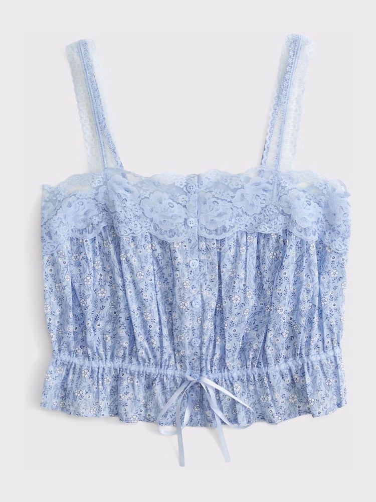 Abercrombie & Fitch Blue Square Neck Button Through Camisole - Image 1 of 2
