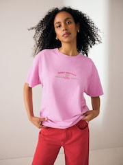 Pink Cherry Summer Fruit Slogan Back 100% Cotton Graphic T-Shirt - Image 2 of 5
